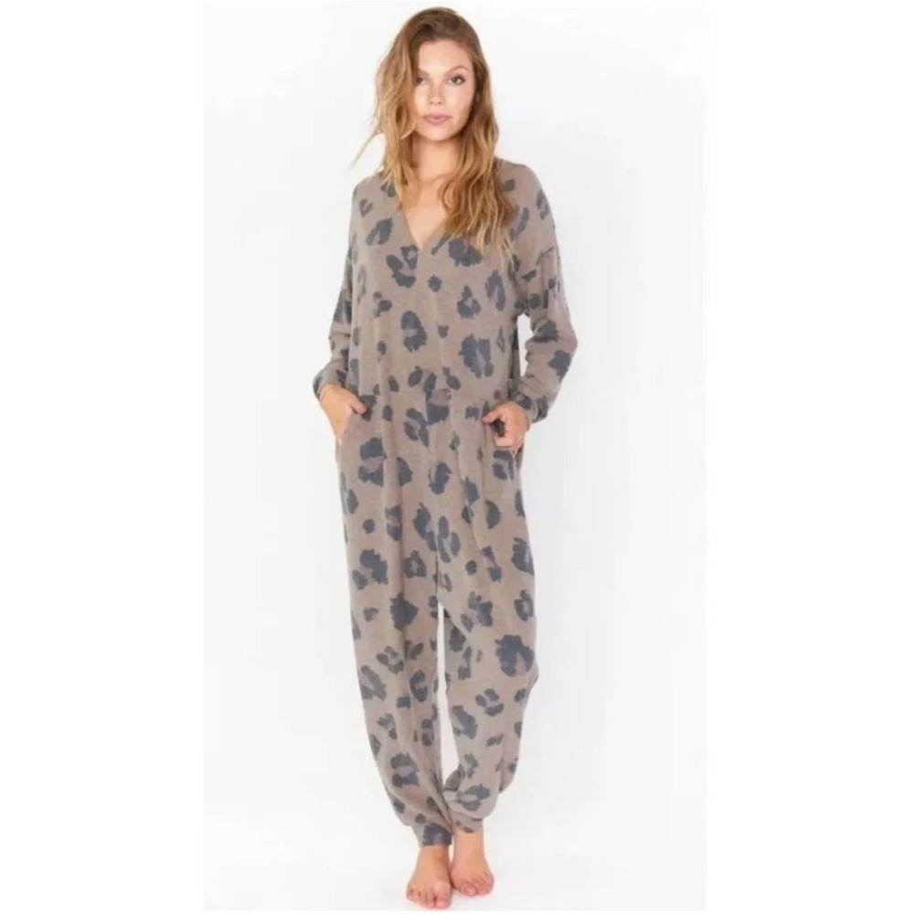 NWT Show Me Your Mumu Jules Jumpsuit M Leopard Print Loungewear Comfy Boho
